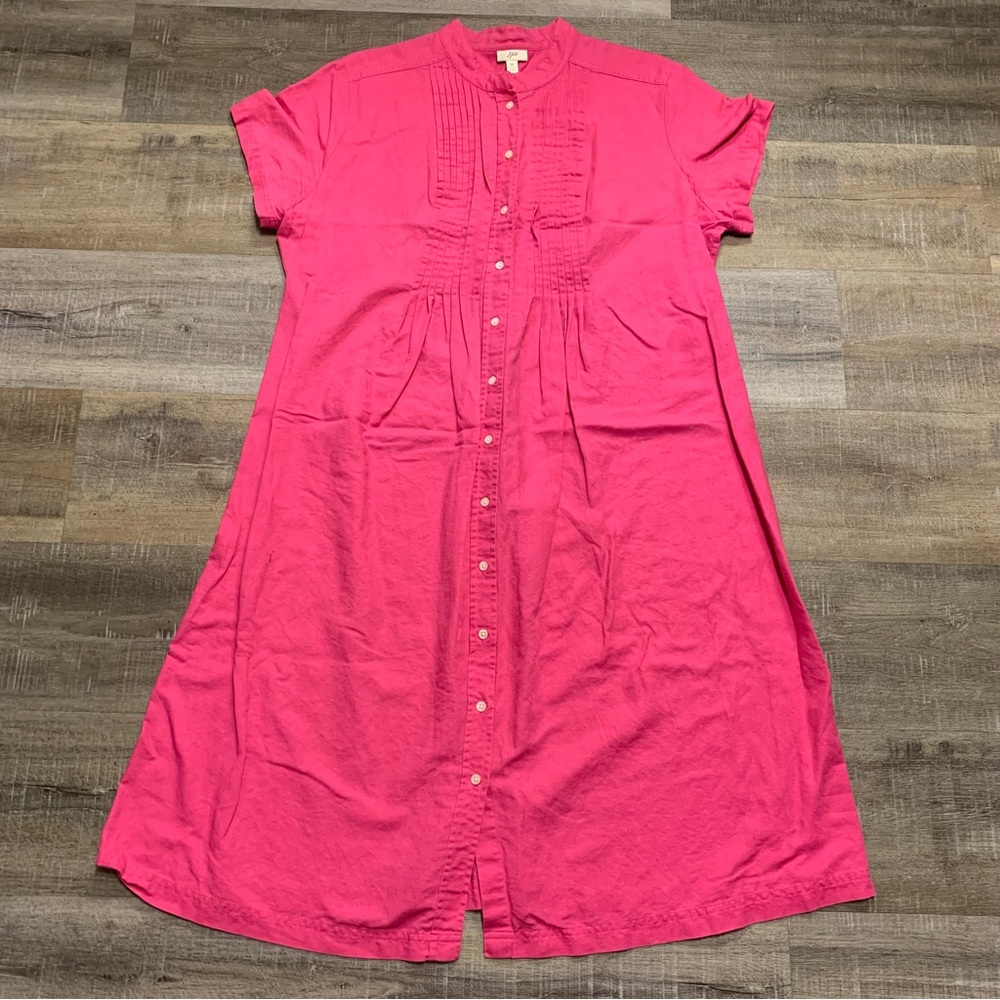 J. Jill Linen & Cotton Pink Button Up Midi Dress Women’s 1X